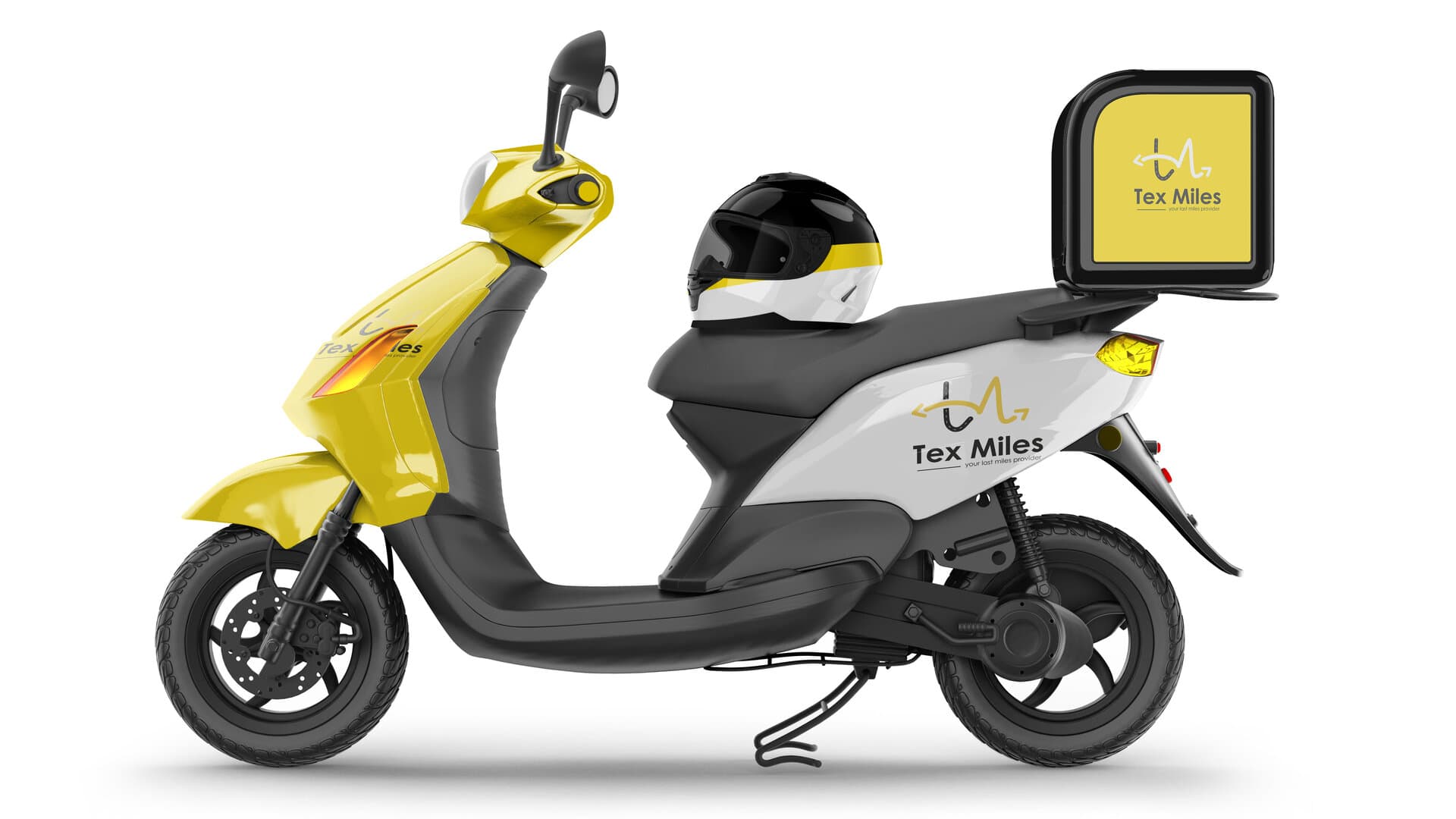 Tex Miles branded motorcycle delivery service across Senegal
